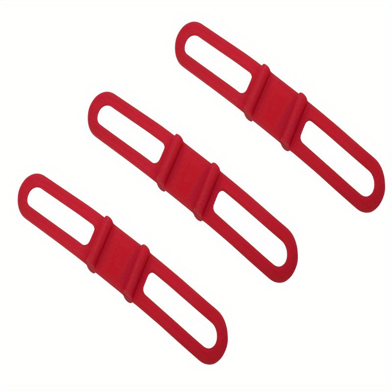 3pcs Bike Light Holder Handlebar Lamp Stand Silicone Strap Phone Elastic Tie