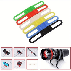 3pcs Bike Light Holder Handlebar Lamp Stand Silicone Strap Phone Elastic Tie