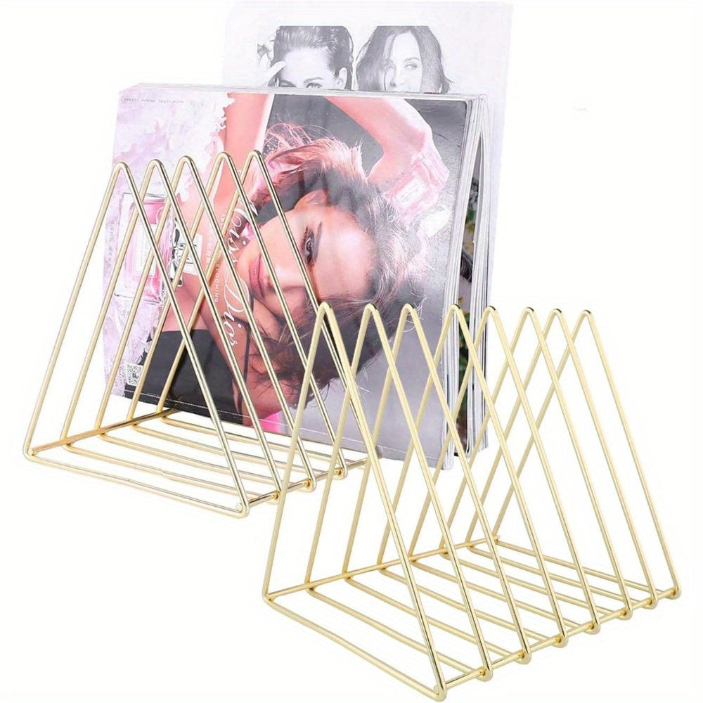 7 Slot Magazine Rack Book Record Holder Desktop Iron Storage Rack