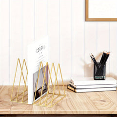 7 Slot Magazine Rack Book Record Holder Desktop Iron Storage Rack