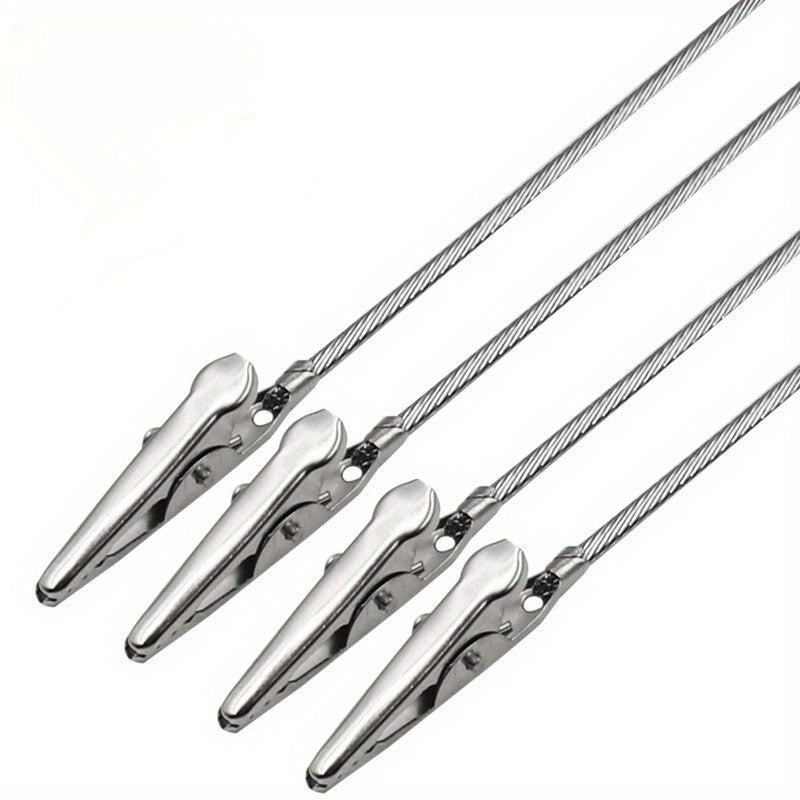 4pcs Metal Wire Rope Crocodile Clip Single Head Note Clip