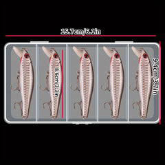 5pcs Slow Sinking Bionic Minnow Lure with Treble Hook