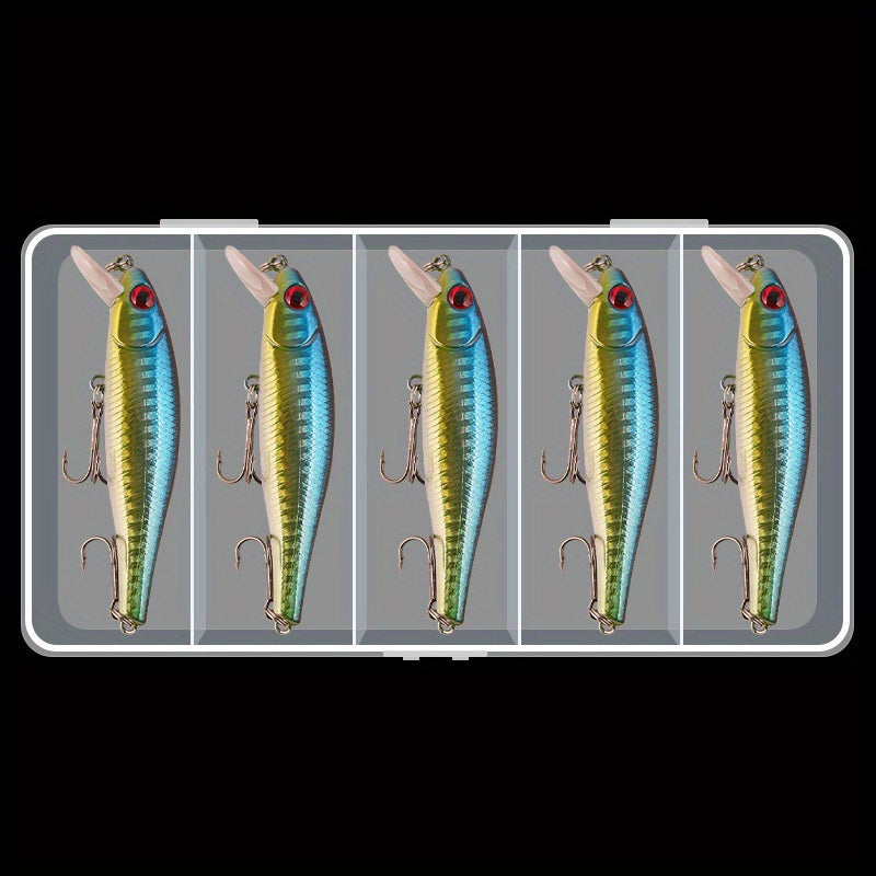 5pcs Slow Sinking Bionic Minnow Lure with Treble Hook