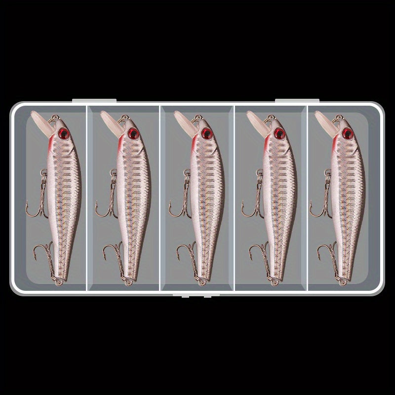 5pcs Slow Sinking Bionic Minnow Lure with Treble Hook