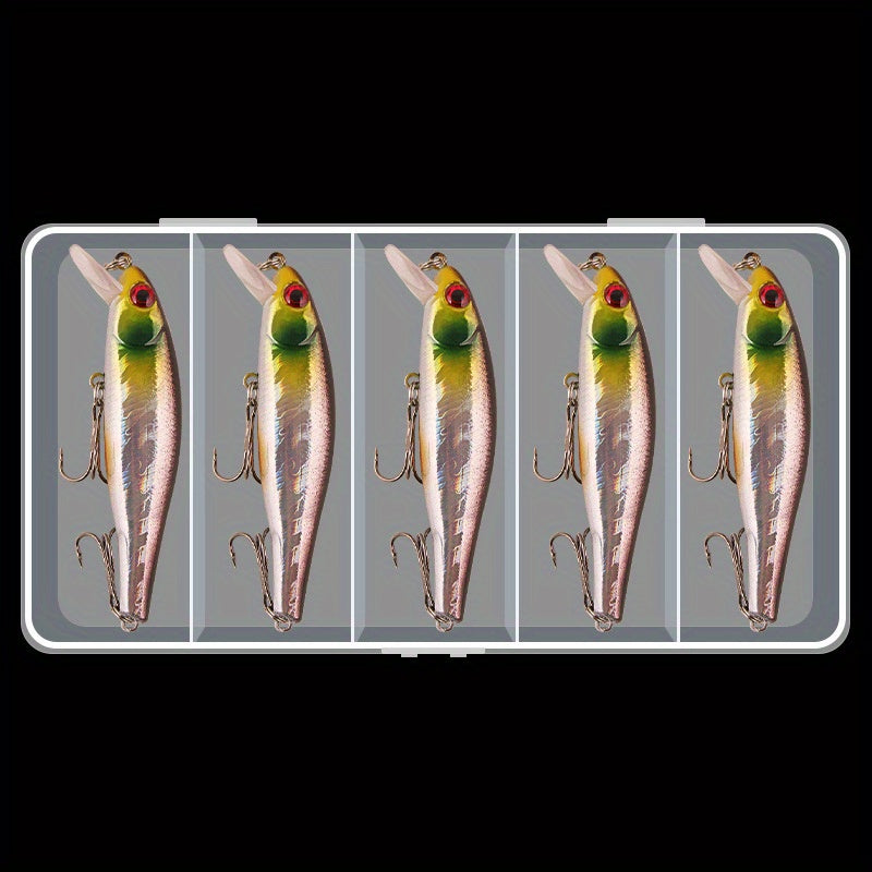 5pcs Slow Sinking Bionic Minnow Lure with Treble Hook