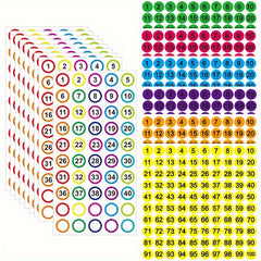 Colorful 1-40 Round Marker Stickers, 2 Per Sticker, Office Document Daily