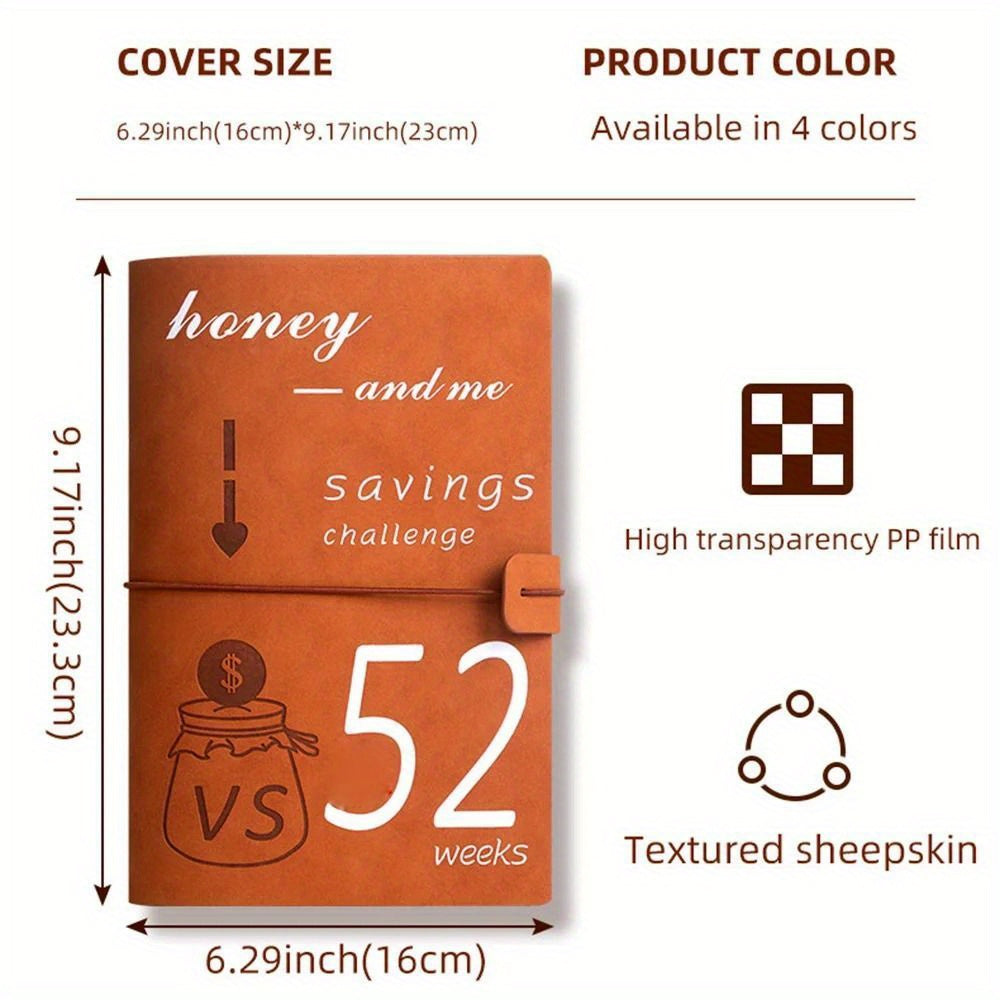 1pc Budget Book 52 Weeks Savings Challenge Book Retro Brown Bill Organizer