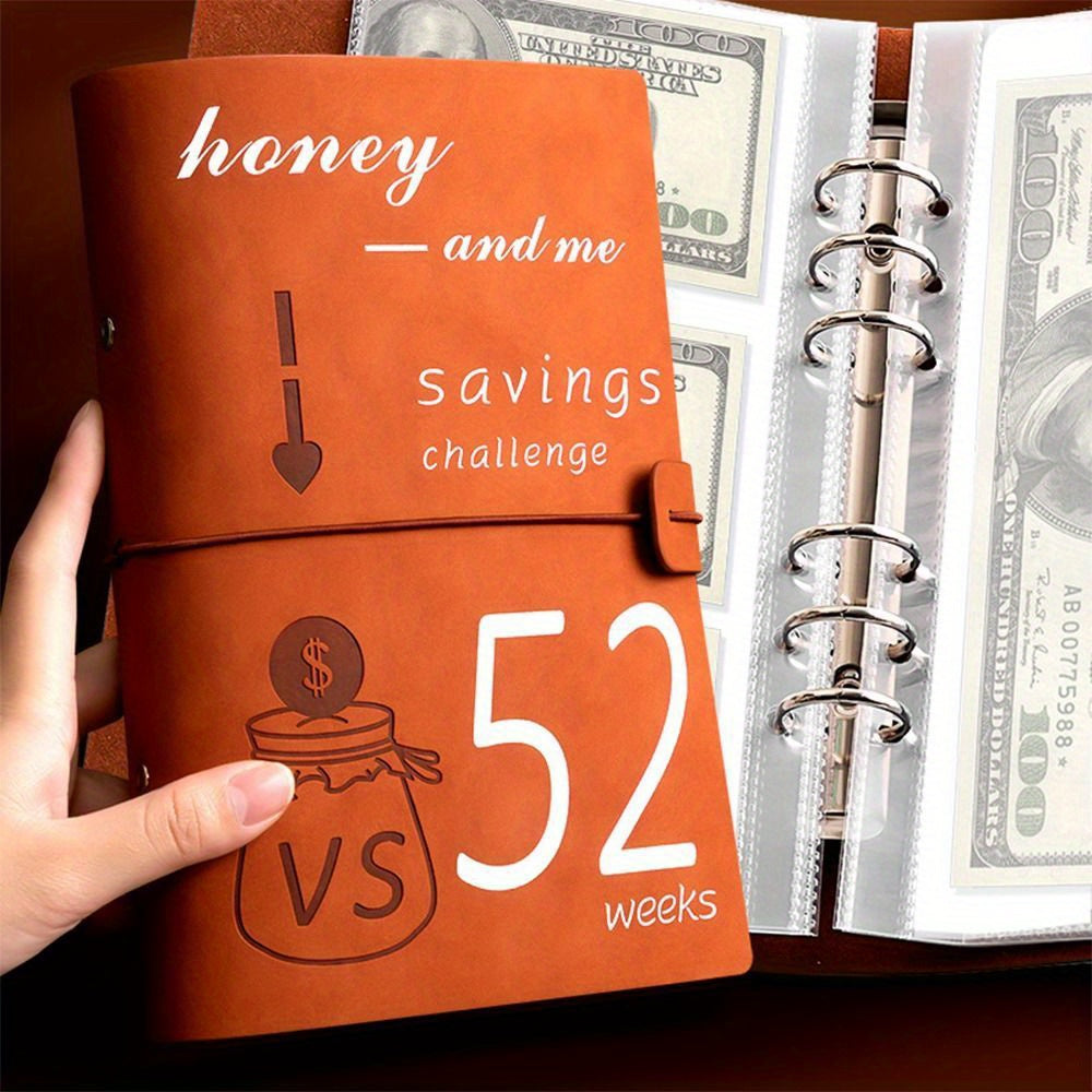 1pc Budget Book 52 Weeks Savings Challenge Book Retro Brown Bill Organizer