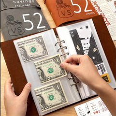 1pc Budget Book 52 Weeks Savings Challenge Book Retro Brown Bill Organizer