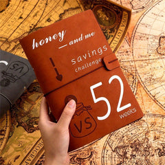 1pc Budget Book 52 Weeks Savings Challenge Book Retro Brown Bill Organizer
