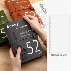 1pc Budget Book 52 Weeks Savings Challenge Book Retro Brown Bill Organizer