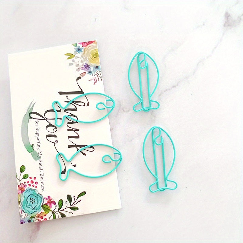 20pcs Fish Shape Paper Clips Metal Bookmarks Office Stationery Gift