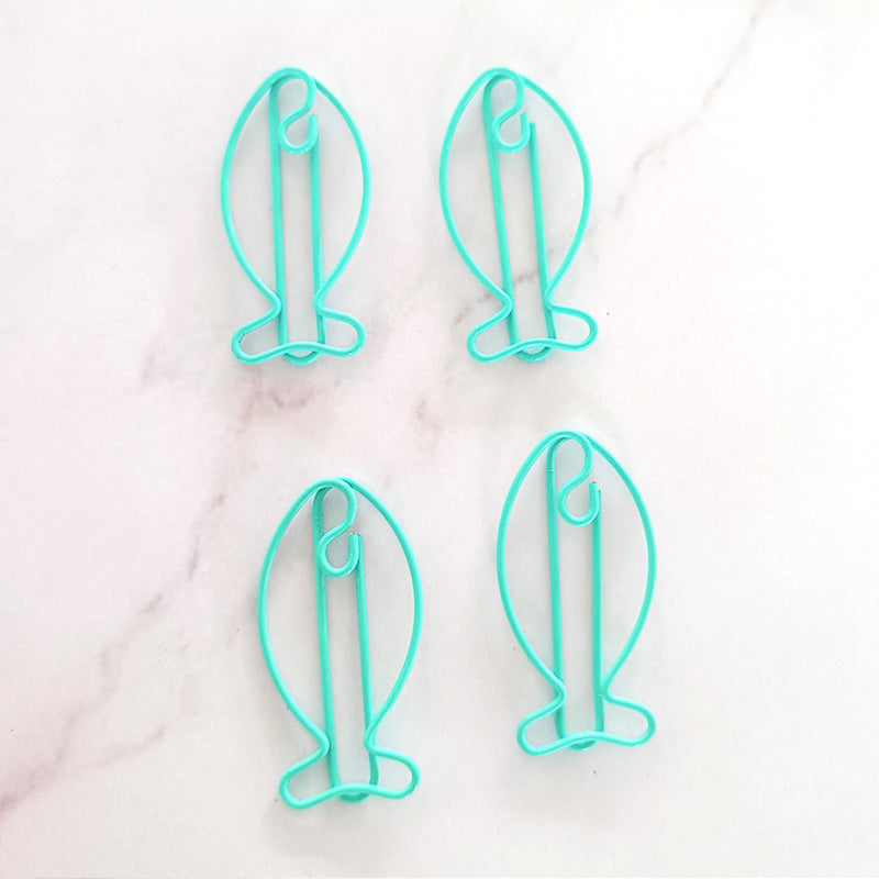 20pcs Fish Shape Paper Clips Metal Bookmarks Office Stationery Gift