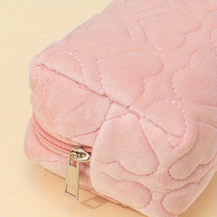 Heart Embossed Makeup Bag Cosmetic Organizer Pouch