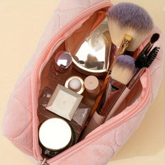 Heart Embossed Makeup Bag Cosmetic Organizer Pouch