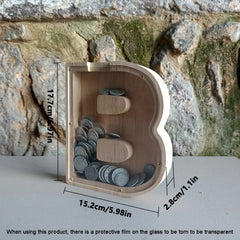 Wooden Money Box for Boys with English Letters