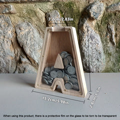 Wooden Money Box for Boys with English Letters