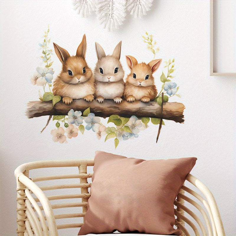 Rabbits Easter Wall Sticker Decorative Decal Removable Self-adhesive