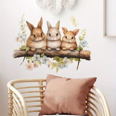 Rabbits Easter Wall Sticker Decorative Decal Removable Self-adhesive
