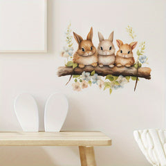 Rabbits Easter Wall Sticker Decorative Decal Removable Self-adhesive