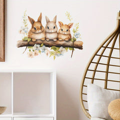 Rabbits Easter Wall Sticker Decorative Decal Removable Self-adhesive
