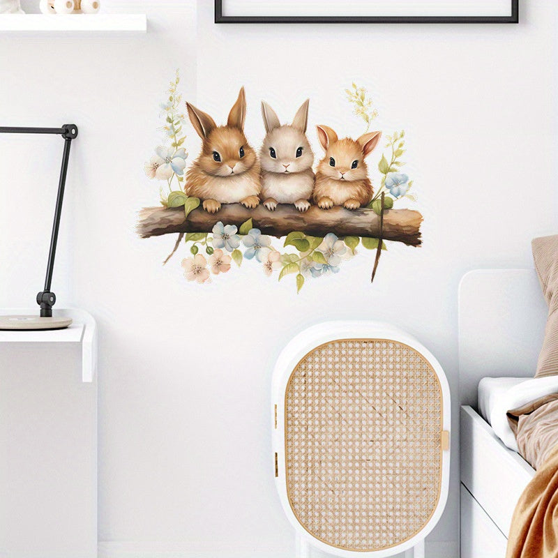 Rabbits Easter Wall Sticker Decorative Decal Removable Self-adhesive