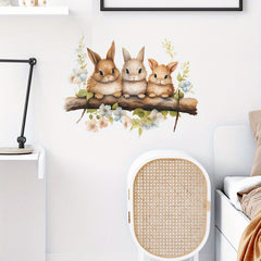 Rabbits Easter Wall Sticker Decorative Decal Removable Self-adhesive