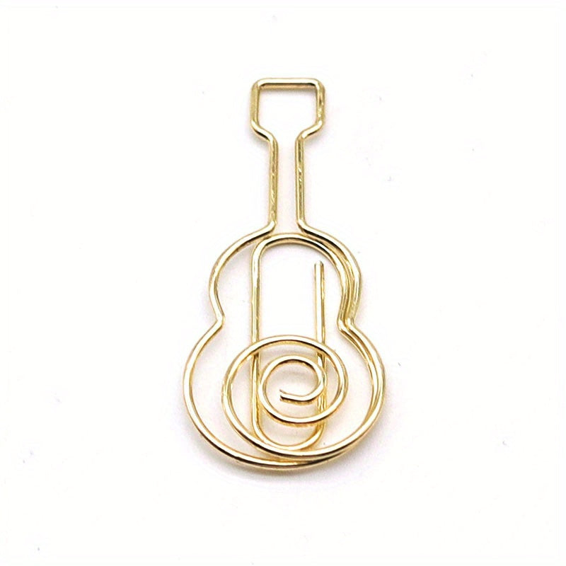 5pcs Guitar Shape Paper Clip Music Department Metal Music Pin