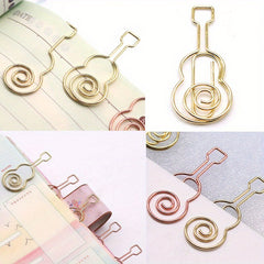 5pcs Guitar Shape Paper Clip Music Department Metal Music Pin