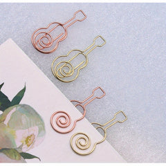5pcs Guitar Shape Paper Clip Music Department Metal Music Pin