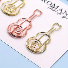5pcs Guitar Shape Paper Clip Music Department Metal Music Pin