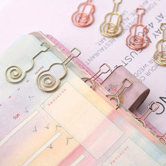 5pcs Guitar Shape Paper Clip Music Department Metal Music Pin