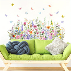Wild Flowers Butterfly Wall Sticker Living Room DIY Wall Decals