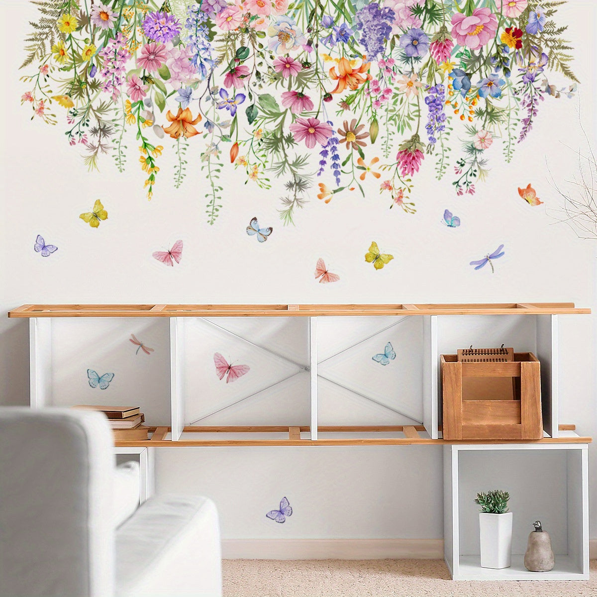 Wild Flowers Butterfly Wall Sticker Living Room DIY Wall Decals