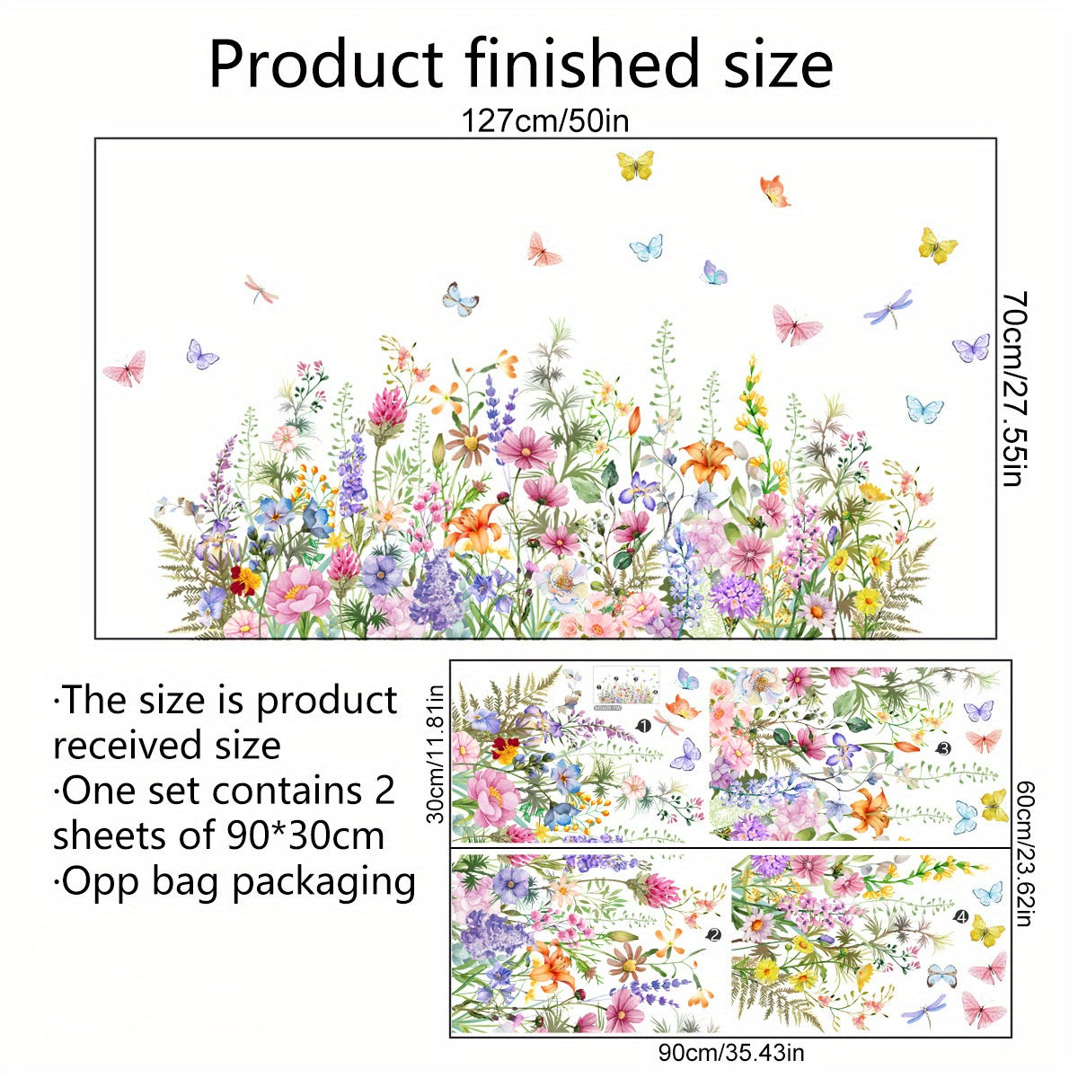 Wild Flowers Butterfly Wall Sticker Living Room DIY Wall Decals