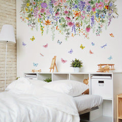 Wild Flowers Butterfly Wall Sticker Living Room DIY Wall Decals