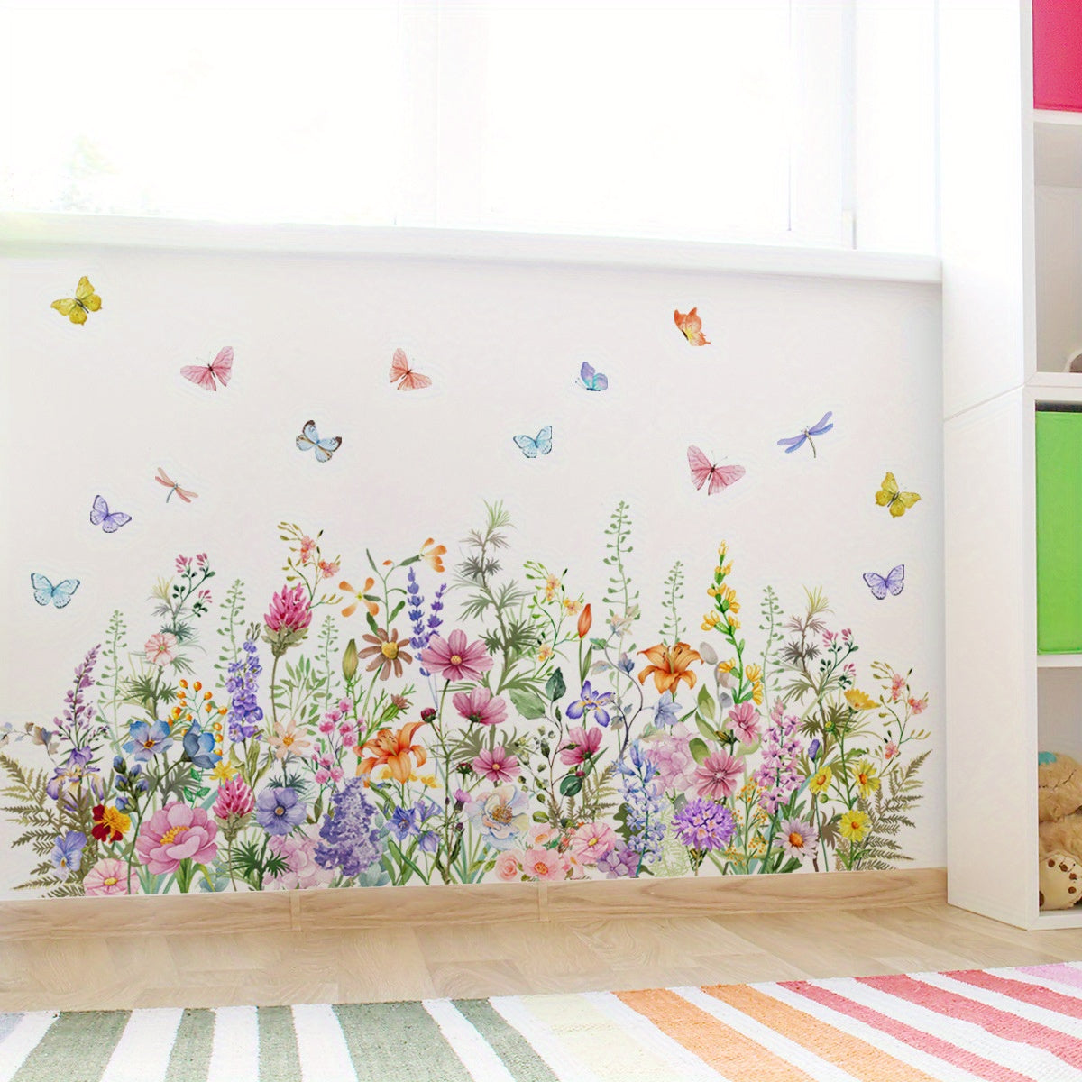 Wild Flowers Butterfly Wall Sticker Living Room DIY Wall Decals
