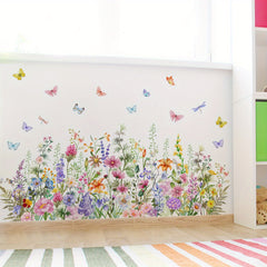 Wild Flowers Butterfly Wall Sticker Living Room DIY Wall Decals