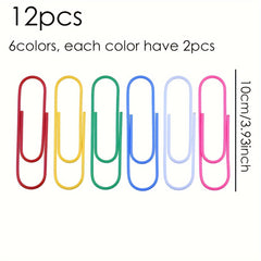 12pcs Large Paper Clips for Document Organizing