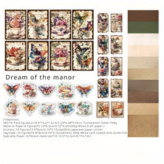 100 Pieces Retro Sticker Mini Card Journal Wall Decoration