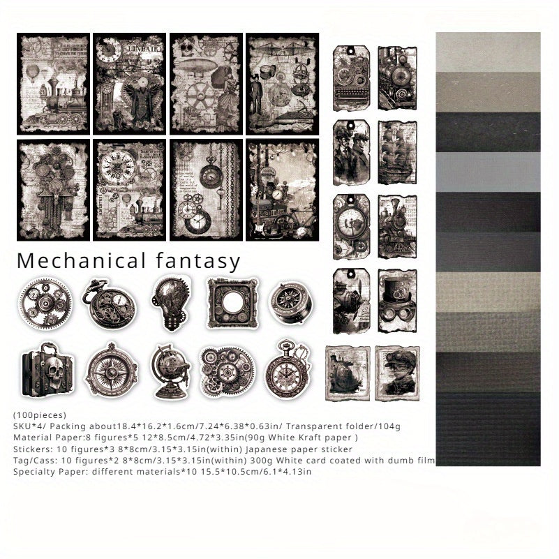100 Pieces Retro Sticker Mini Card Journal Wall Decoration