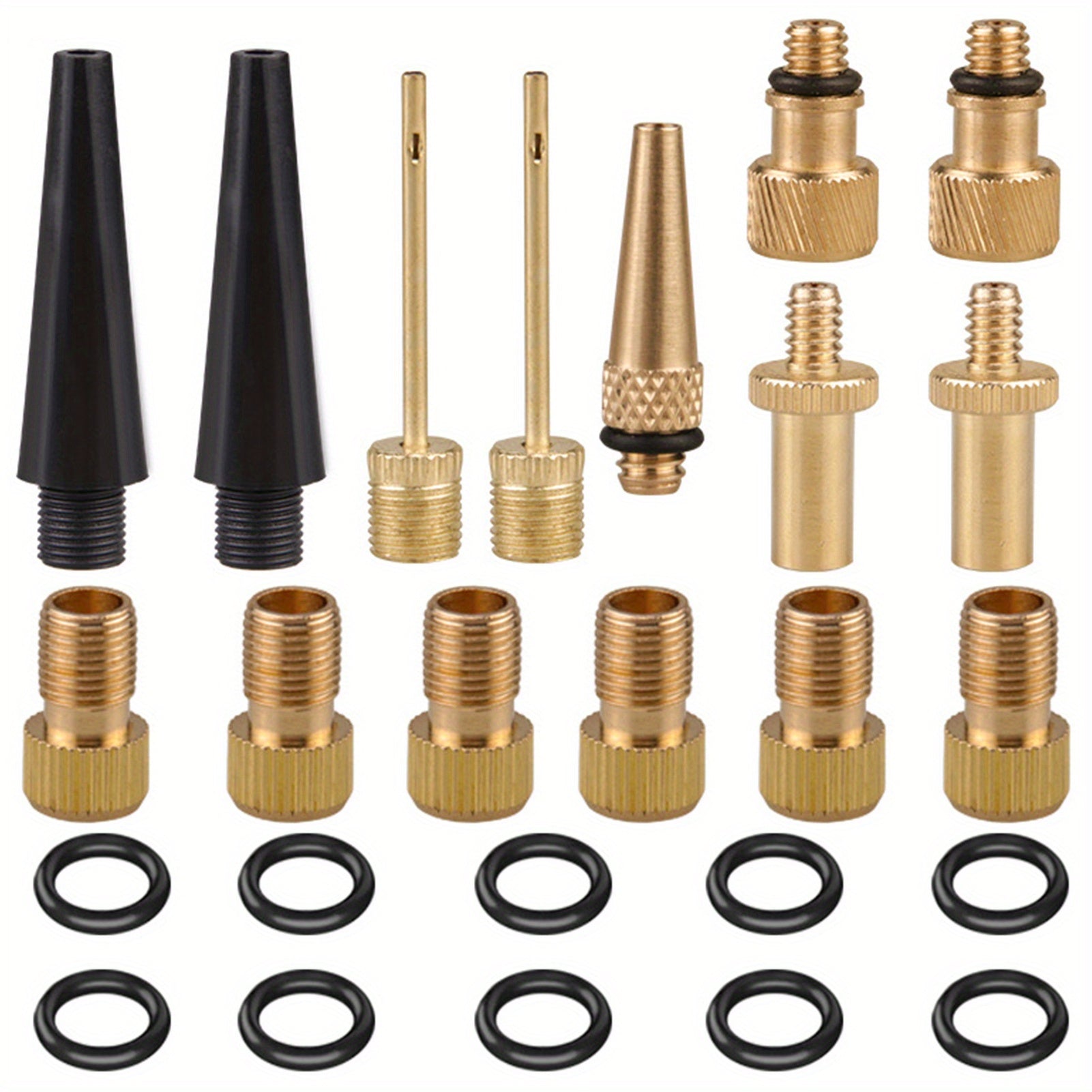 25pcs Bike Valve Adapter Air Ball Set with Sealing Ring