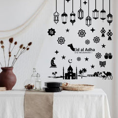 Eid Mubarak Silhouettes Mason Jar Decor Lantern Laser Cutouts