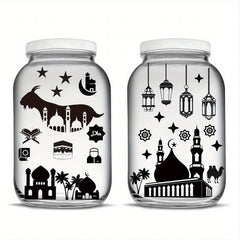 Eid Mubarak Silhouettes Mason Jar Decor Lantern Laser Cutouts