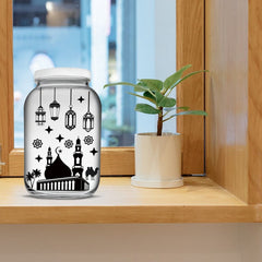 Eid Mubarak Silhouettes Mason Jar Decor Lantern Laser Cutouts