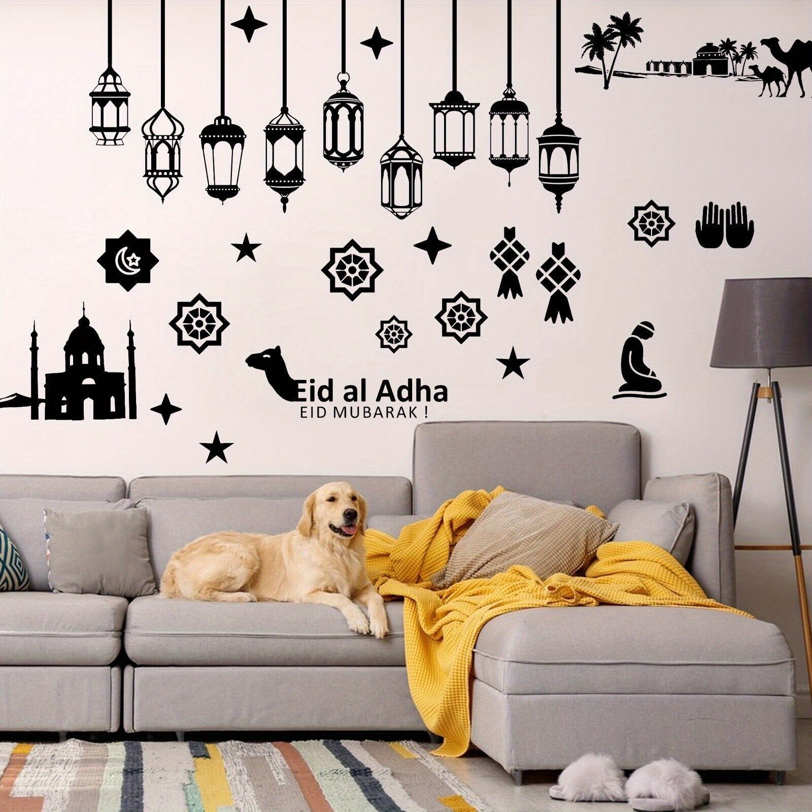 Eid Mubarak Silhouettes Mason Jar Decor Lantern Laser Cutouts