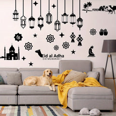 Eid Mubarak Silhouettes Mason Jar Decor Lantern Laser Cutouts