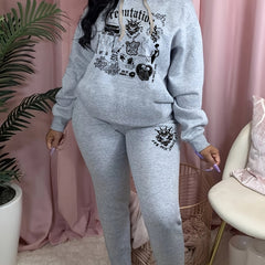 Gothic Graphic Hoodie & Sweatpants Set