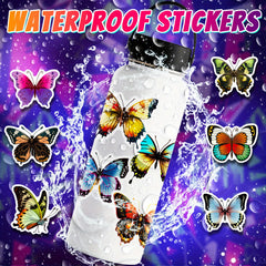 50pcs Colorful Butterfly Sticker Waterproof for Laptop Phone Tablet