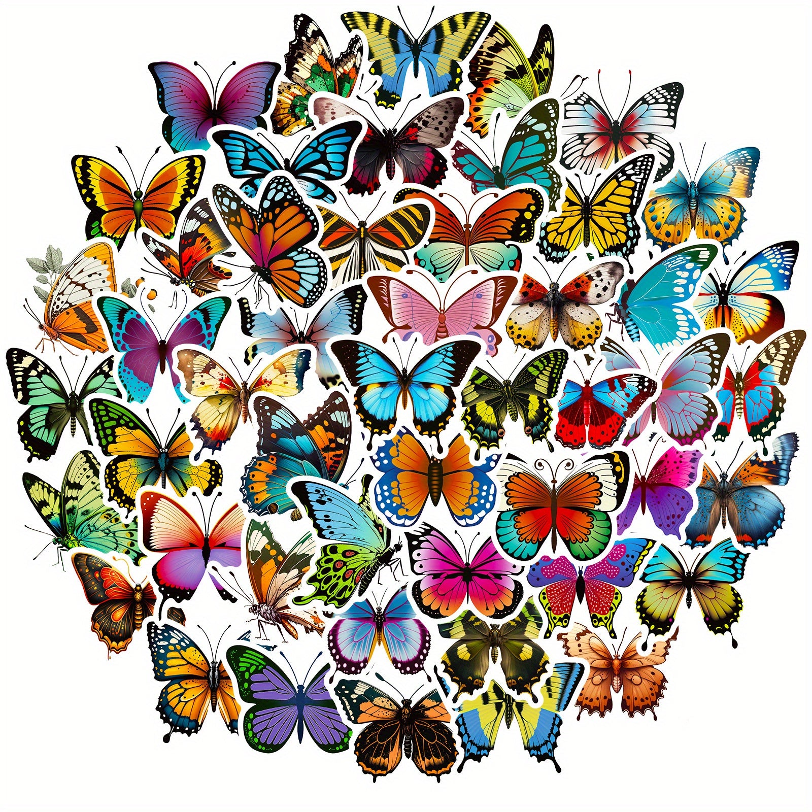 50pcs Colorful Butterfly Sticker Waterproof for Laptop Phone Tablet